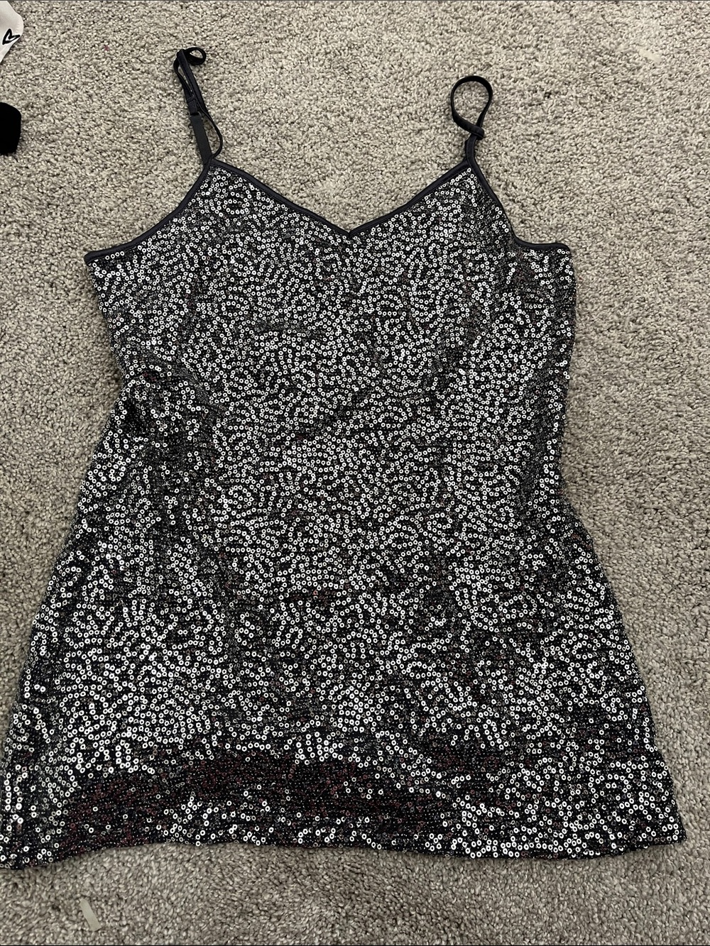 New Express Sequin Camisole Tank Top Blouse Teal Aqua Sequin Holiday Glam S